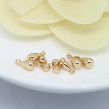 20PCS 3*6MM 4x8MM 24K Champagne Gold Color Plated Brass Drop Shape End Beads High Quality Diy Jewelry Accessories pack of 30 x golden plated brass 5 x 8mm kumihimo bell shape end caps ha03323 charming beads
