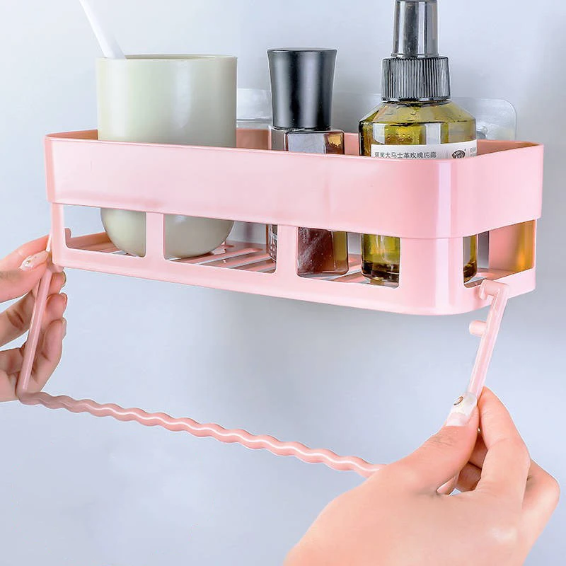 Suction Wall Bathroom Kitchen Storage Shelf for Shower Bath Organizer Support Housewares Items Toiletries Tripod Wholesale