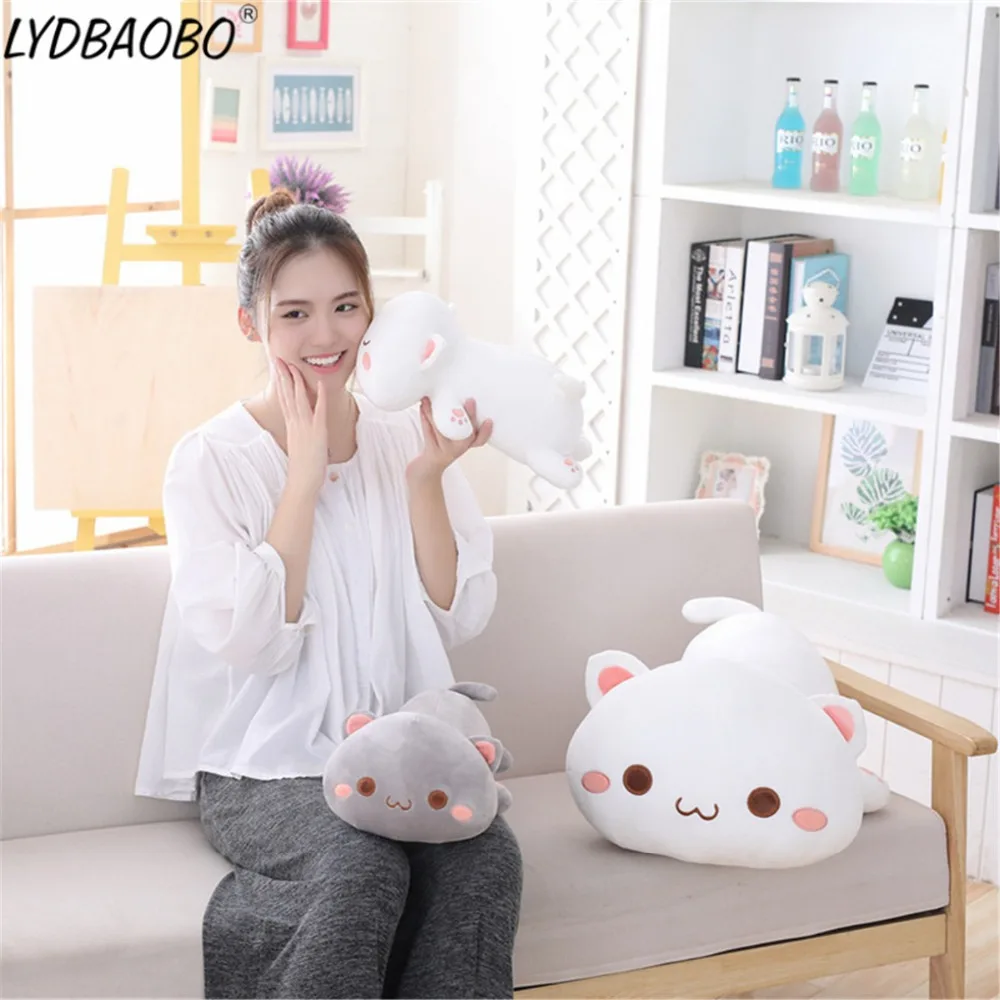 1pc Kawaii Cats Stuffed Plush Baby Cute Animal Lying Cats Soft Pillow
