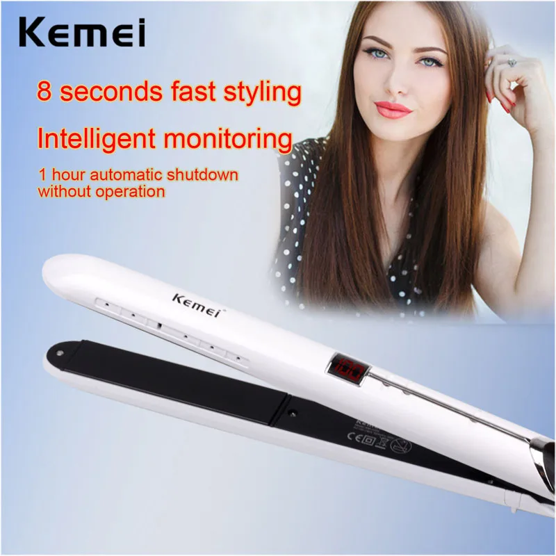 

LCD Display Electric Fast Hair Straightener Tourmaline Ceramic Flat Iron Temperature Adjustable With PTC Heating Element 5152