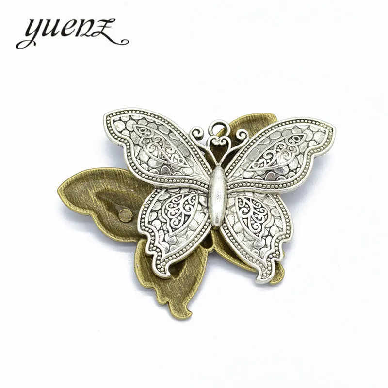 

YuenZ 1pcs 2 color Antique bronze butterfly Charm fit for Bracelets Necklace Pendant DIY Metal Jewelry 71*55mm D255
