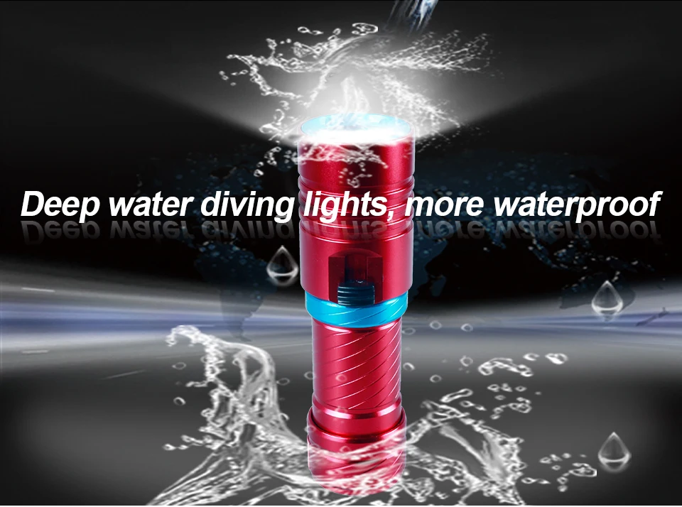 CREE XM-L2 LED Waterproof Torch Flashlight Light Scuba 100m Underwater Diving Flash Lamp Torch 18650 (9)