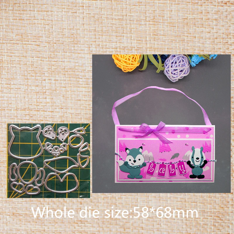

Cute Cartoon Fox Metal Cutting Dies for DIY Scrapbooking Album Paper Cards Decorative Crafts Embossing Die Cuts 58*68 mm