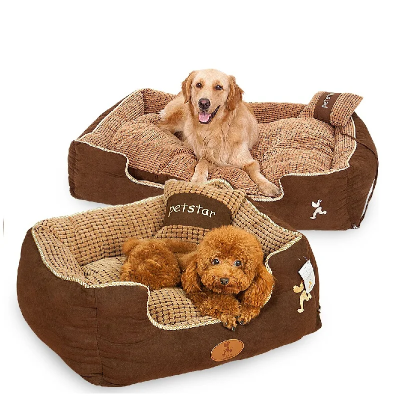 Big Size Large Dog Bed Mats; Brown Fiber Cotton 4 sizes(S M L XL); Soft