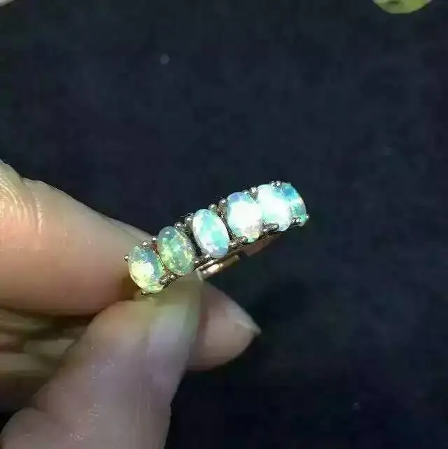 Natural Transparent opal gem Ring Natural gemstone ring 925 sterling silver trendy Slender elegant array women party Jewelry Natural Transparent opal gem Ring Natural gemstone ring 925 sterling silver trendy Slender elegant array women party Jewelry