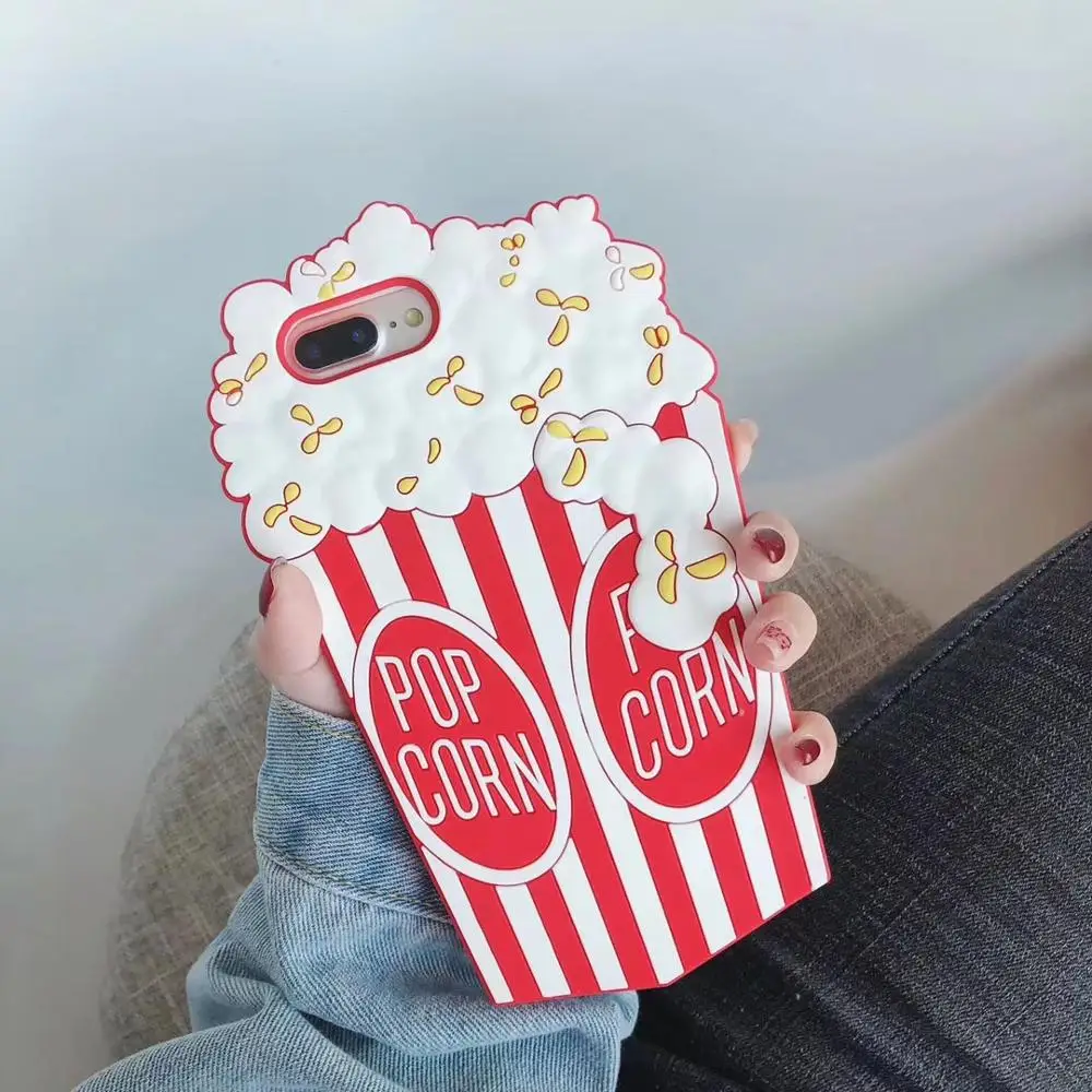 

3D Stylish Popcorn Silicone Phone Case Soft Full Shockproof Cover For iPhoneXsmax 6s 8plus 7plus XR 6SP Body Shell Protection