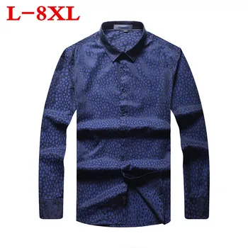 

8XL 7XL 6XL 5XL plus size New Mens spring Shirt Male Casual camisa masculina Printed Beach Shirts Long sleeves brand clothing
