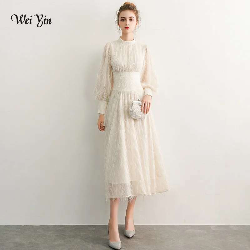 

weiyin Luxury Evening Dresses Full Sleeve ELace Elegant Zipper Famous Designer Party Formal Dress WY1093