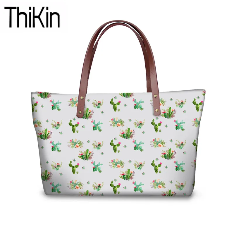 THIKIN сумки-шопперы для женщин западные Цветы Печать Топ-ручка сумки дамы кактус шаблон плеча сумки-мессенджеры женственные Bolsa - Цвет: ZJZ700AL