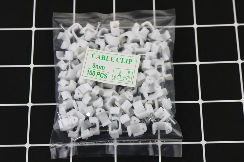 100 PCS 9MM Square Cable Wire Wall Hanging Screw Clips Cable Clips for