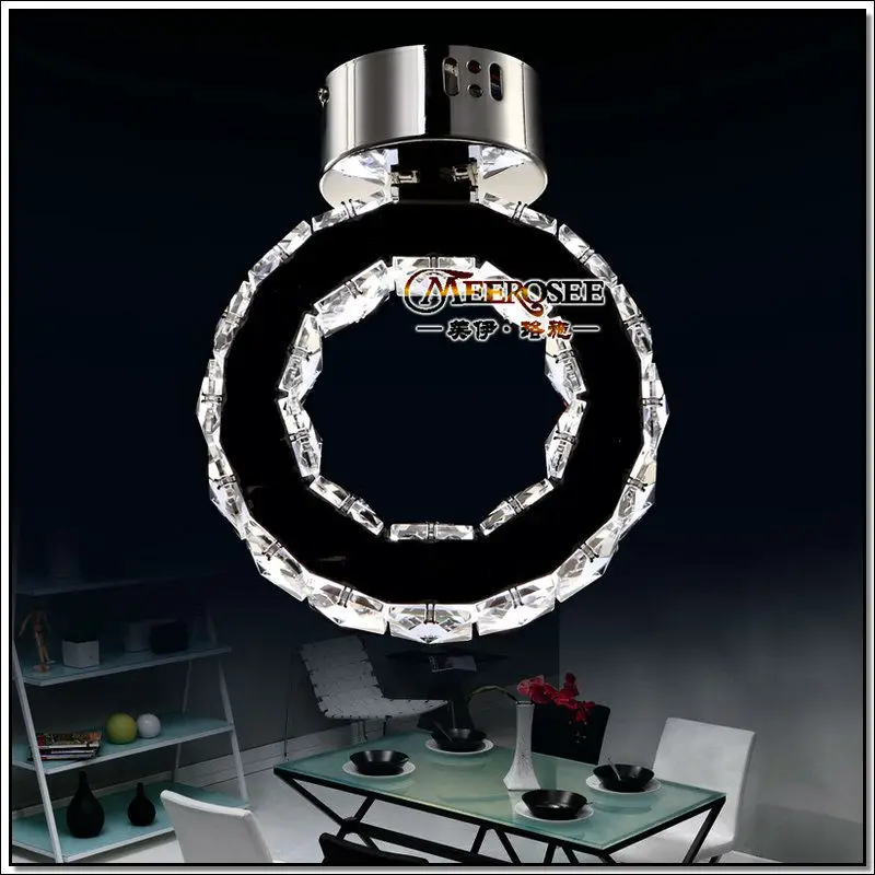 

Modern LED Crystal Ceiling Light Fitting Silver CrystaL Ring Lamp for aisle Hallway Corridor Fast Shipping