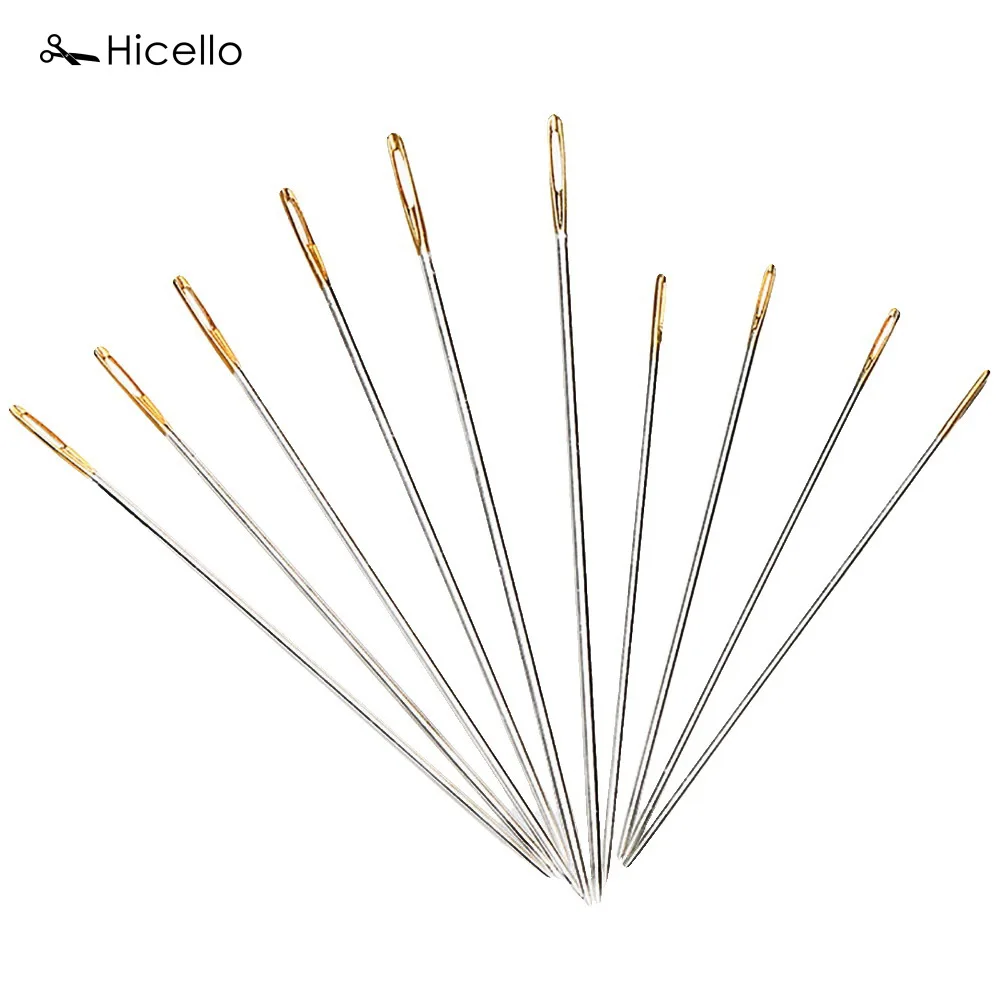 

Hicello 10Pcs/Bag Stainless Steel Sewing Needles Golden Head Sewing Pins Set Home DIY Craft Household Sewing Accessories Costura