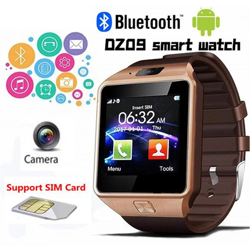 Умные часы DZ09 Smartwatch шагомер с слотом для sim карты Push Message Bluetooth подключение Android