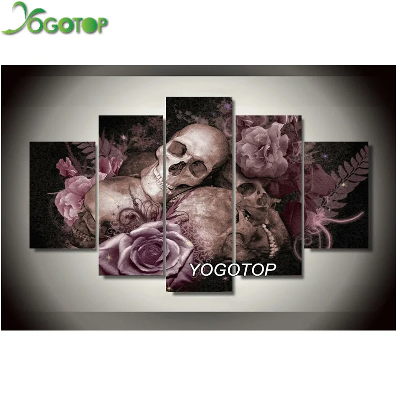 

YOGOTOP skull 5pcs/set Diamond Embroidery DIY Needlework Diamond Painting Cross Stitch 5D Rhinestones Painting Home Decor ML003
