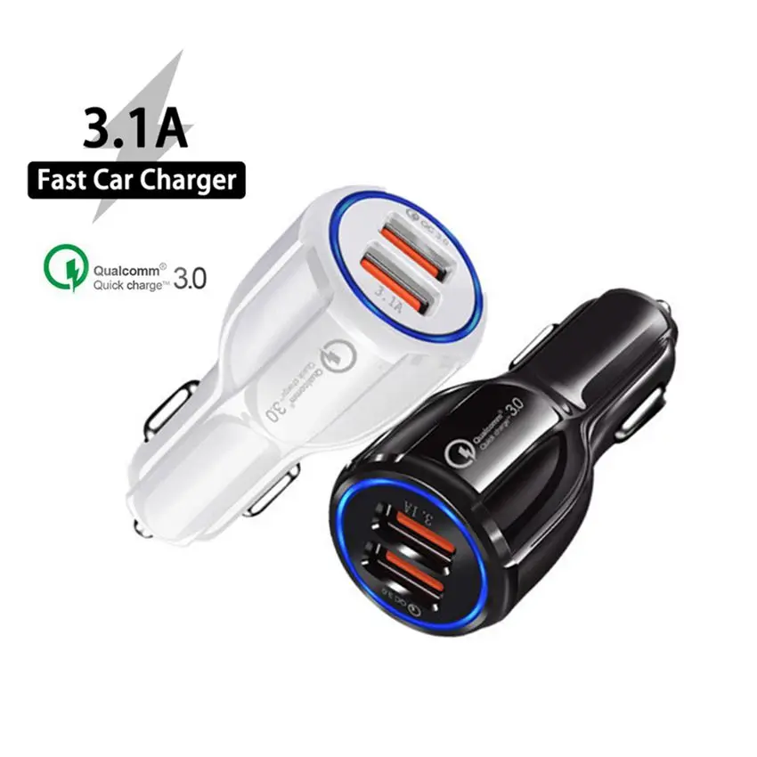 Car Charger QC3.0 4.0 quick charge For Iphone X XR XS MAX Tablet Fast Charger 2USB Car Phone Adapter for iphone X 6 6S 7 8 Plus