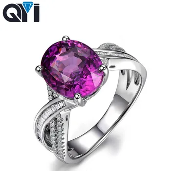 

QYI Pink Cubic Zirconia Solitaire Rings 925 Sterling Silver 4ct Oval Cut Sona Stone Classic Engagement Wedding Rings For Women