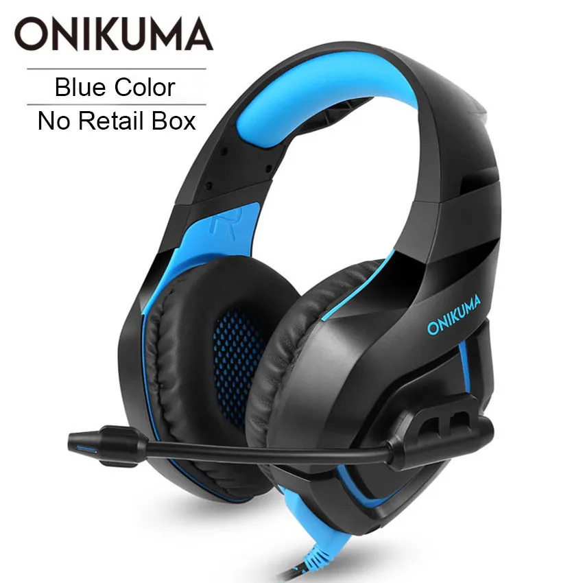 ONIKUMA K1 PS4 игровая гарнитура с микрофоном Casque камуфляж шумоподавляющие наушники для ПК сотовый телефон Xbox One ноутбук - Цвет: Blue PVC Package