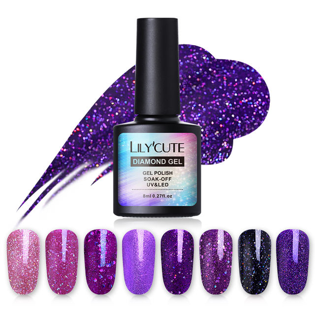 LILYCUTE 8ml Purple Sequins UV Gel