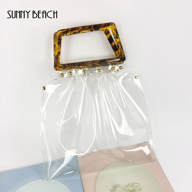 Акриловые прозрачные сумки SUNNY BEACH HandleTote Сумка с заклепками женская сумка