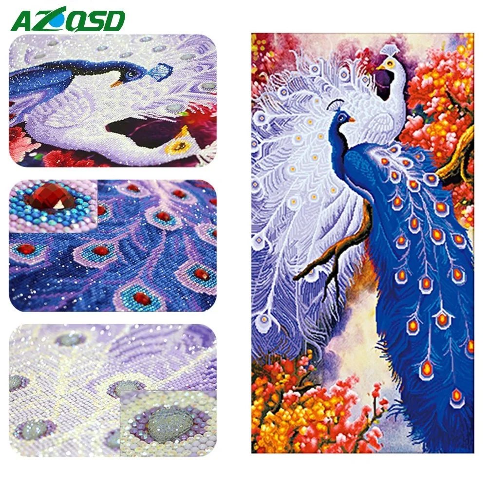

AZQSD Diamond Embroidery Animal Special Shaped Full Kits Diamond Painting Cross Stitch Couple Peacock Wall Art Decoration DIY 5D