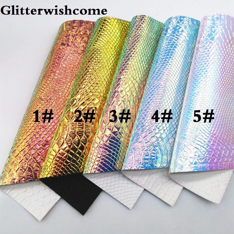 Glitterwishcome 21X29 см A4 размер винил для бантов тисненая змеиная кожа Fabirc искусственная кожа листы для бантов, GM126A