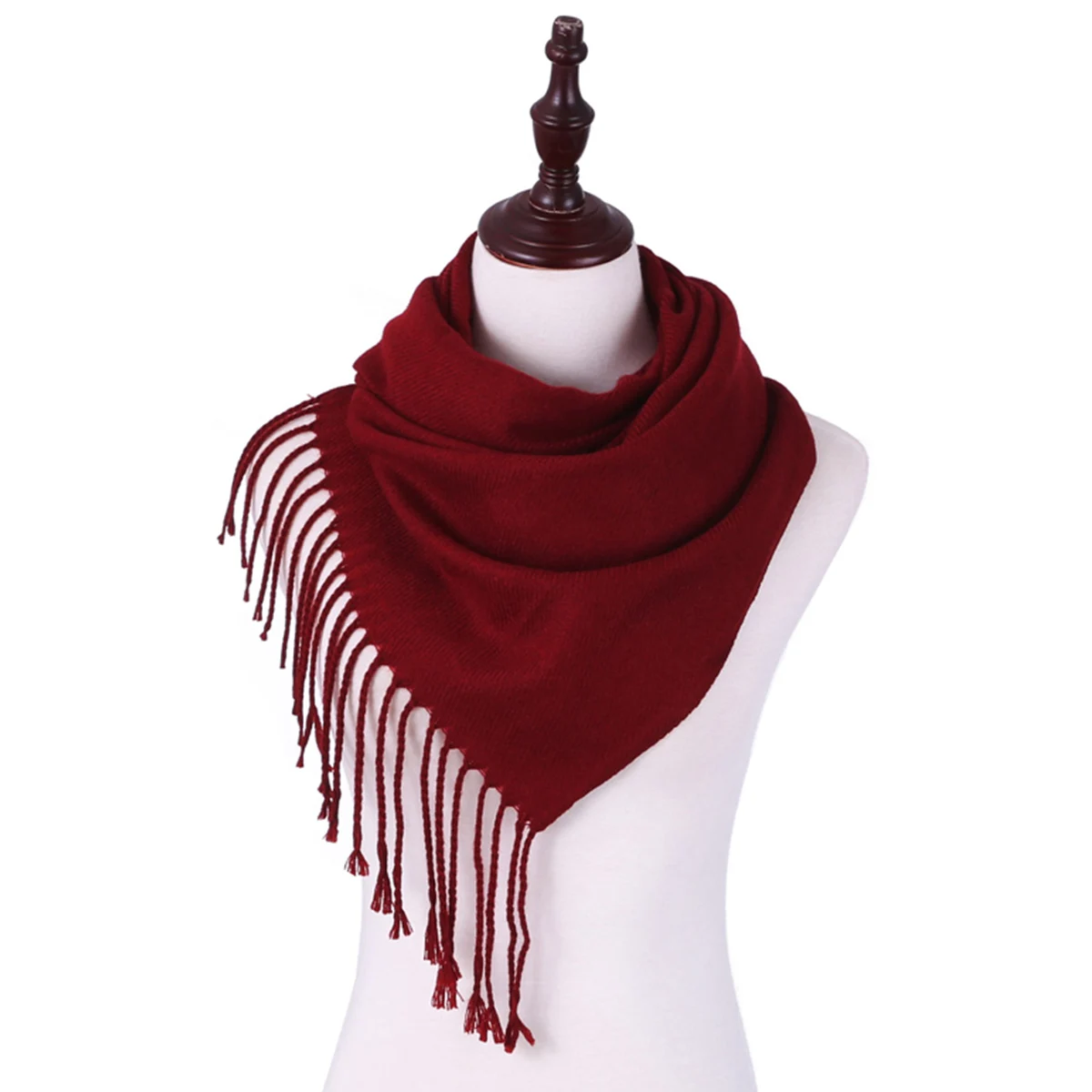RUINPOP зимний женский шарф длинный шарф с кисточками чистый цвет мягкий теплый шарф шарфы женские модные зимние вязаные шали