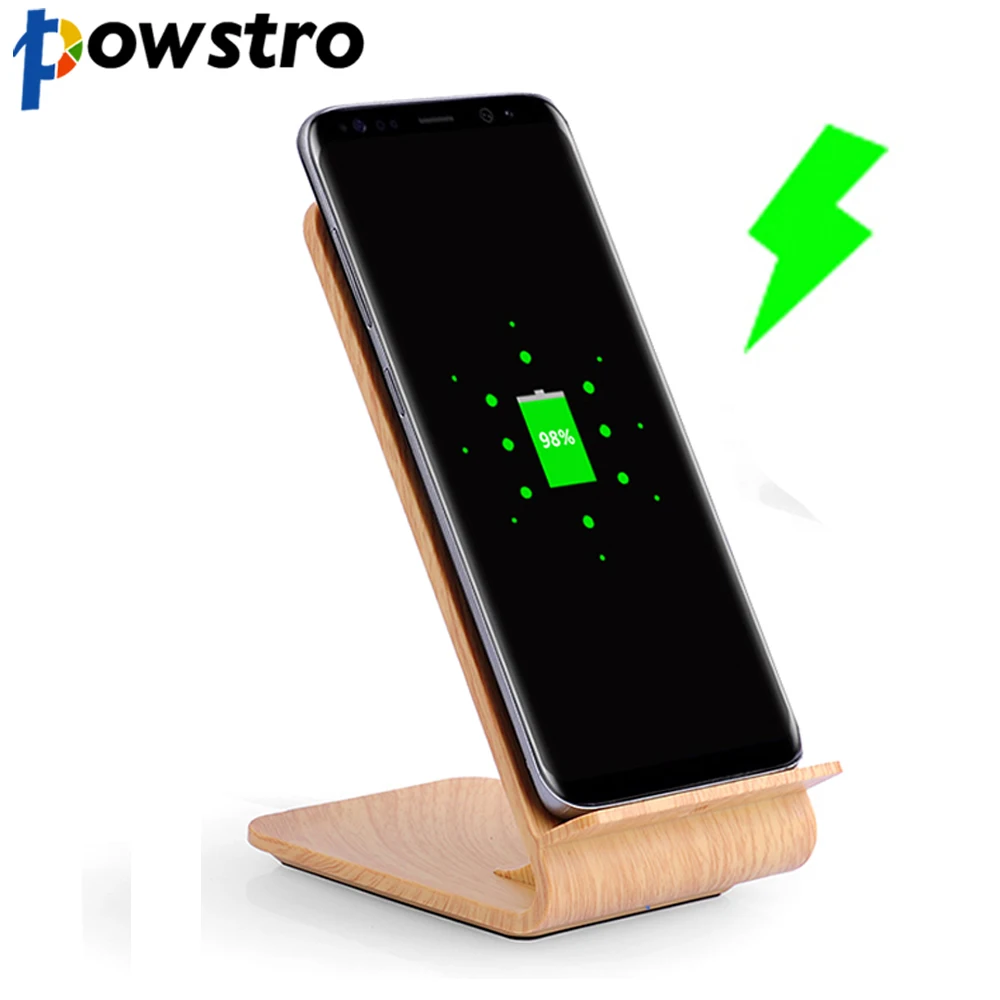 POWSTRO Wireless Qi Smart Phone Charger Phone Stand Fast Charging Phone