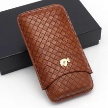 COHIBA гаджеты коричневый тканый узор кожа сигары чехол 2 трубки Портативный Путешествия хьюмидор для сигар с подарочной коробкой