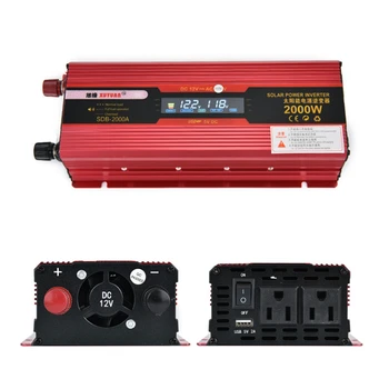 

2000W Car LED Power Inverter Converter DC 12V To AC 110V 4 USB Ports Charger LCD Display US 110V Only