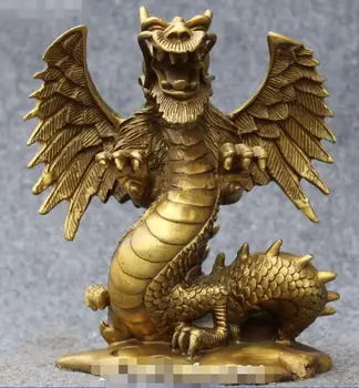 

Chinese Fengshui Bronze Auspicious Flying Dragon Dragons Animal Beast Statue