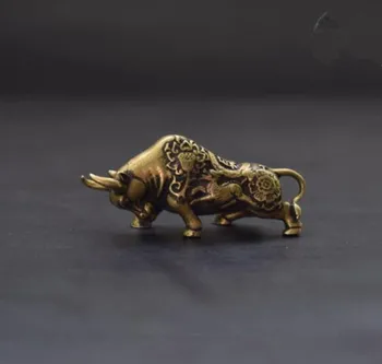 

China exquisite brass gold money cow craft small statue