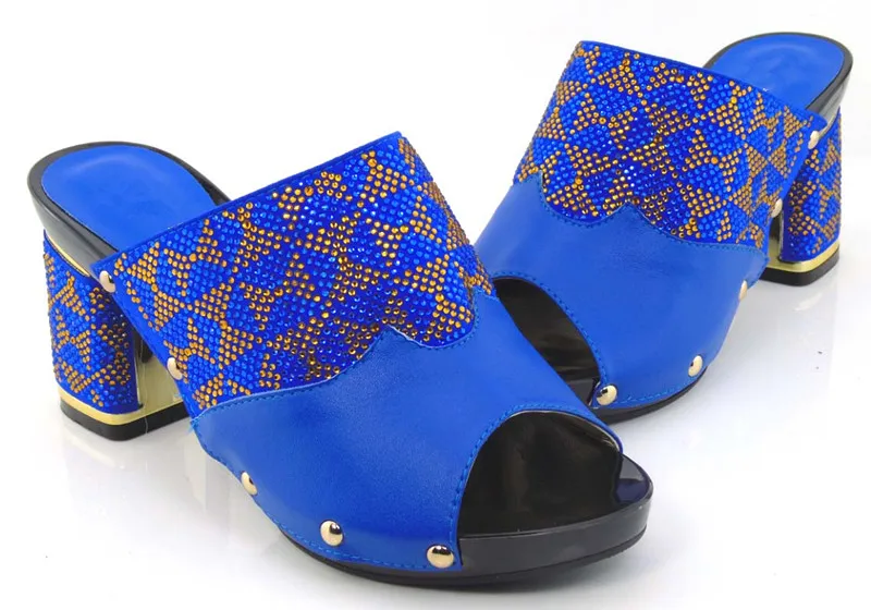 Most popular Italian design African sandal shoes  royao blue color   9 cm high heel  size37-43    H16031024