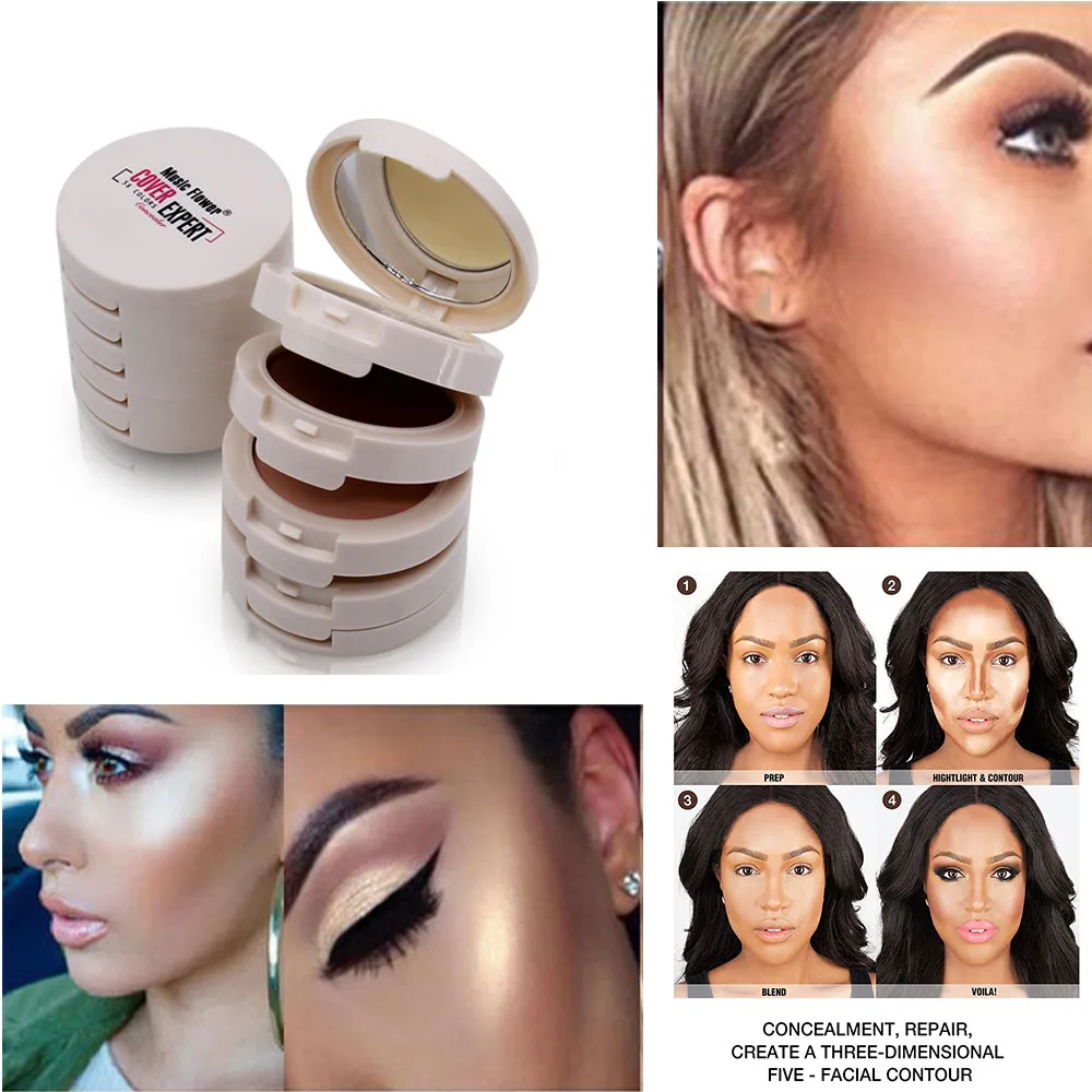 

5 in 1 Concealer Contouring Makeup Palette Foundation Base Face Compact Powder Make up Set Pro Palette High-end Formula base