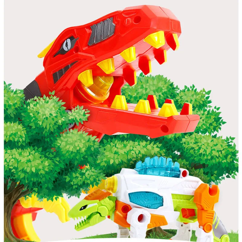 

New Transformed Toy Dinosaur Detachable Light Music Gun Children's Educational Assembly Assembled Three-in-one Mech Toy
