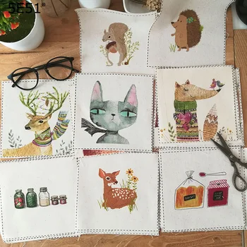 

Handmade cloth DIY cotton canvas fabric / positioning cloth hand dyed patchwork cloth digital printing cute cartoon animal