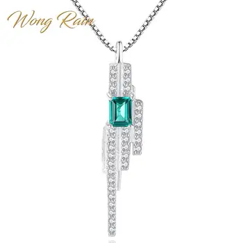 

Wong Rain Luxury 100% 925 Sterling Silver Emerald Gemstone White Gold Cocktail Diamonds Pendant Necklace Fine Jewelry Wholesale