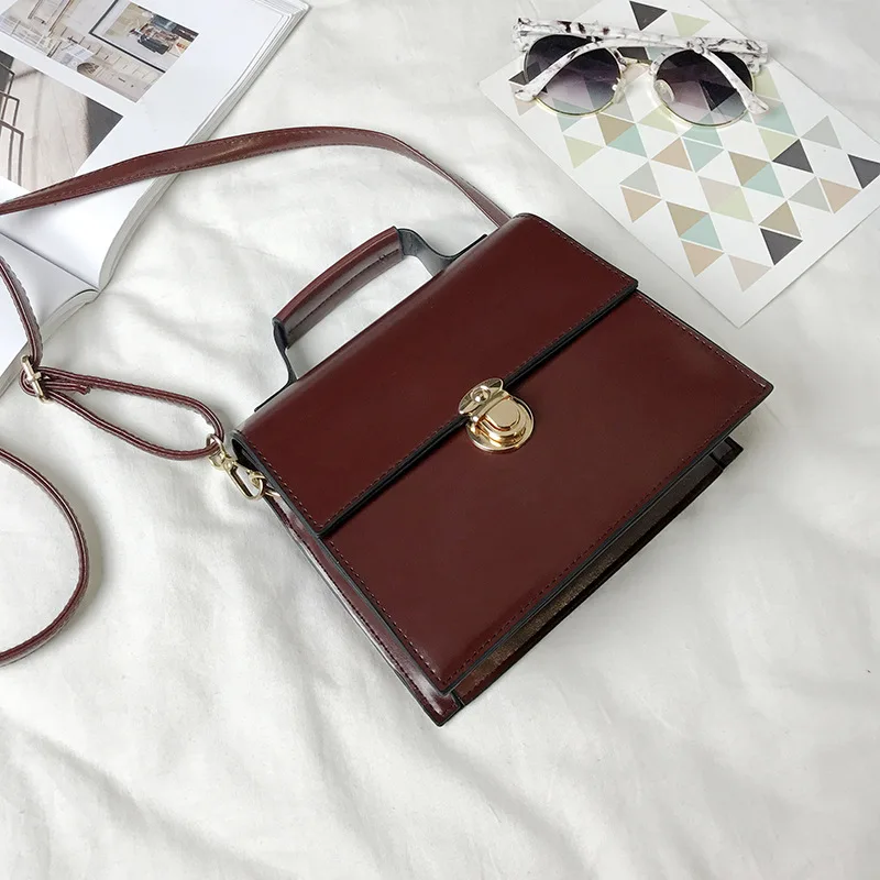 

2019 Fashion New Women Handbags High quality PU leather casual retro Simple Women bag Chain Portable Shoulder Lock bag