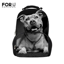 FORUDESIGNS Men Backpack Homme Fashion Backpacks Animal Pit Bull Dog Printing Backpack for College Boys Cool Male Back Pack