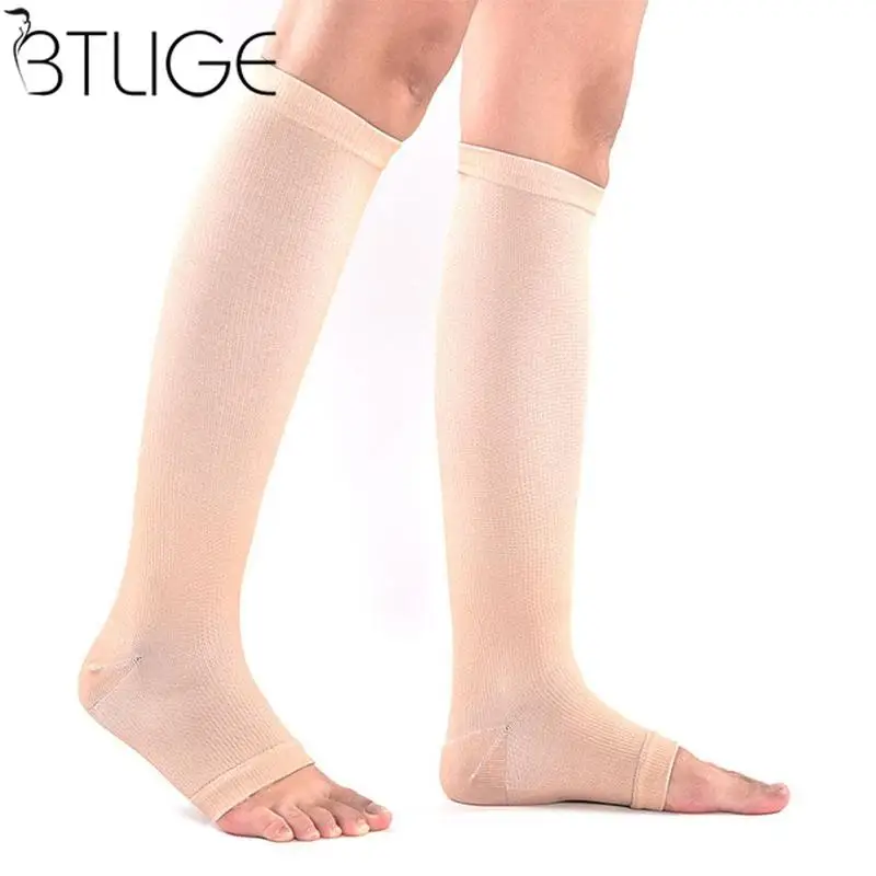 

Women Men Unisex Open Toe Compression Knee Leg Relief Pain Support Socks Relief Therapeutic Anti-Fatigue Compression Socks