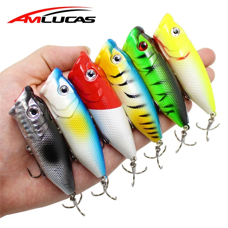 

Amlucas 65mm 11.8g Popper Fishing Lures 3D Eyes Artificial Bait Crankbait Wobblers Quality Swimbait Pesca Japan ABS Fish WW185