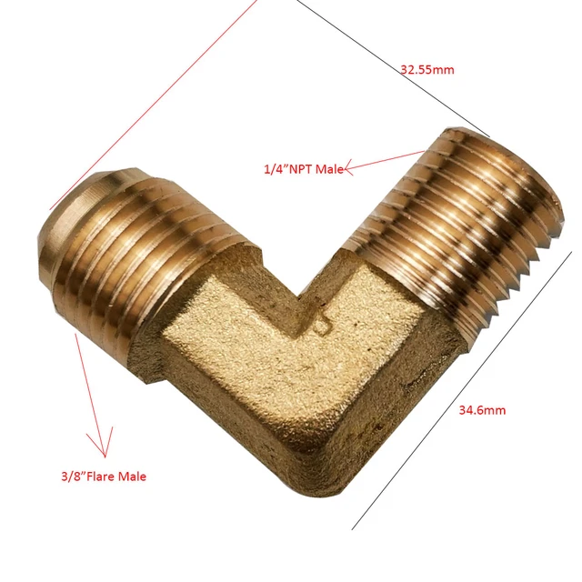 MENSI Metal Solid Brass 90 Degree Compression Elbow 3/8 Male Flare Convert  To 1/4 NPT Male Coupling 2PCS/Lot - AliExpress