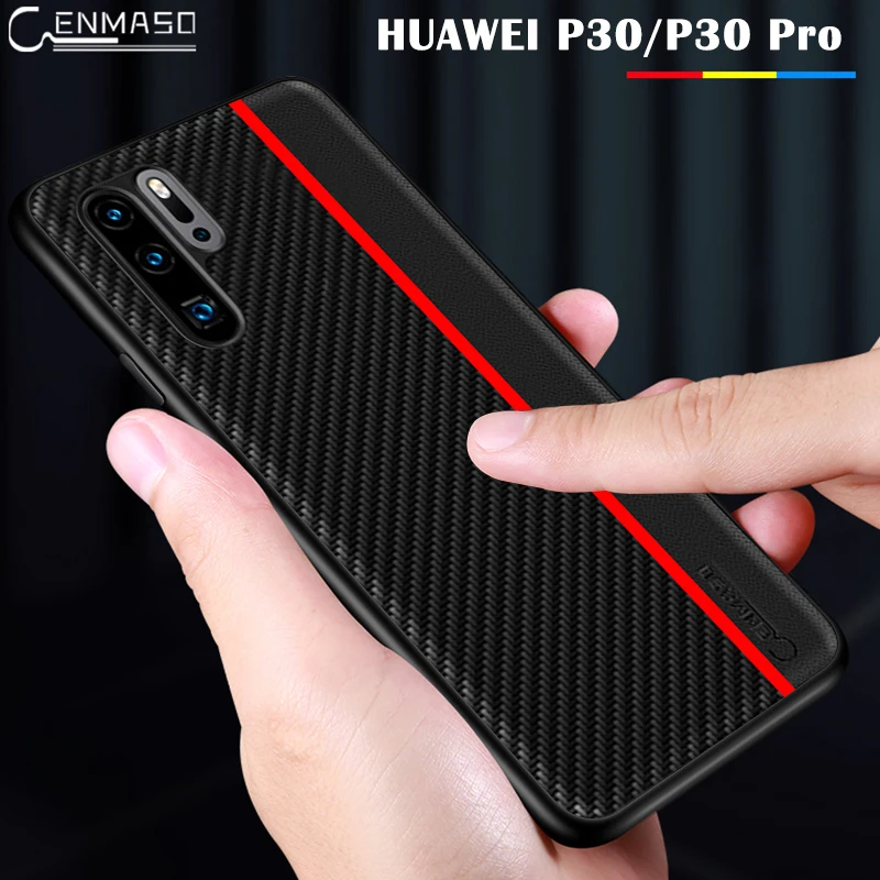 Huawei P30 Pro Case Original CENMASO Carbon Fiber PU Leather Protection Case Huawei P30 P20 Pro Case Huawei P20 P30 Lite Case