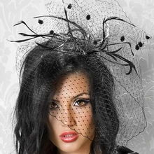 Elegant Women Party Black Feather Blusher Fascinator Mini Hat Wedding Bridal Birdcage Veil Fixed With Hair Grips In Stock 18056