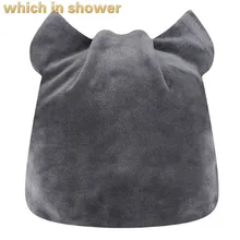 Фланелевая Шапка-тюрбан с кошачьими ушками, однотонные мягкие женские бархатные чулки, Шапка-бини Skullies, женская теплая зимняя шапка, Дамская карманная шапка