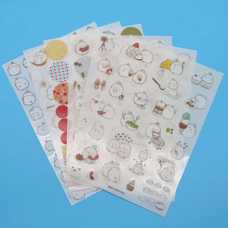 

6 Rabbit Cartoon Stickers Children's Toys Diy 3d Kawaii Transparent Diary Decorative Collage Nursery Stationery Gift