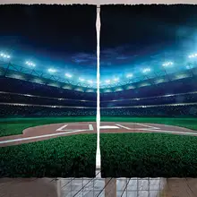 Спортивные шторы профессиональные бейсбольные поля ночью с прожекторами игровая площадка стадион Лига тема декор для гостиной спальни