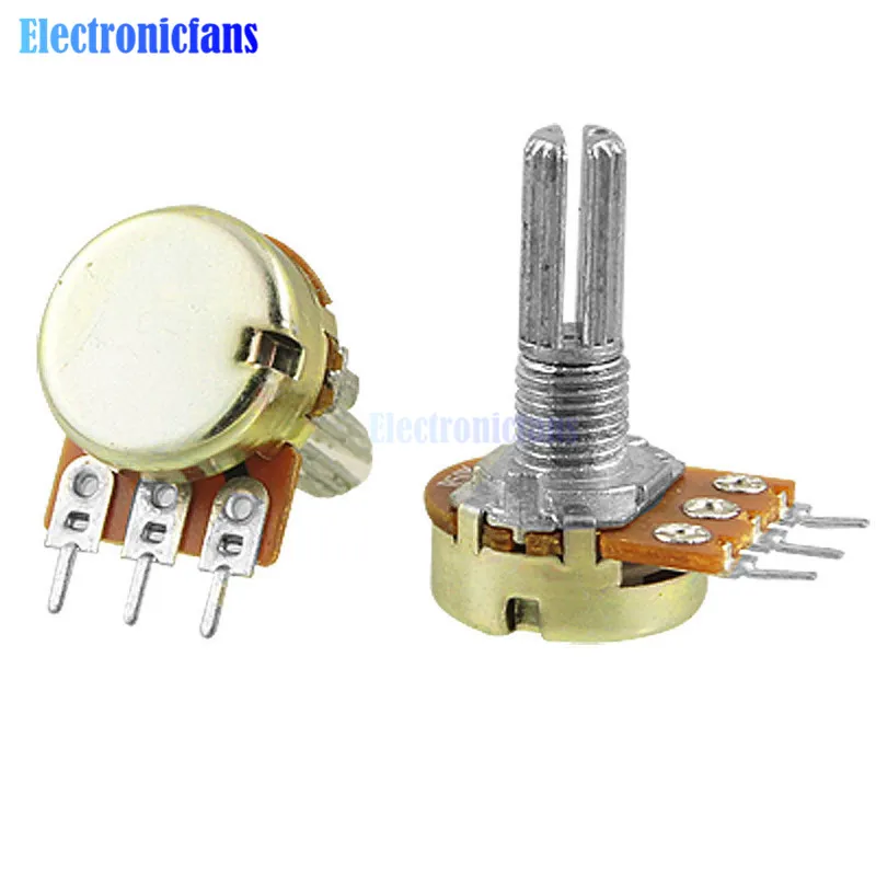 1 шт. WH148 линейный роторный потенциометр B1K B5K B20K B50K B100K B500K рифленый вал потенциометра с Кепки ручка 3pin WH148 для Audrino
