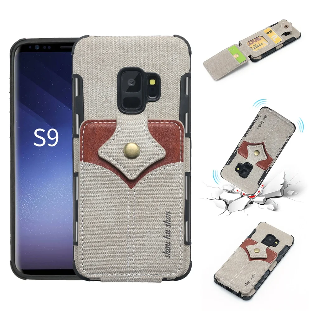 

FastDeng Canvas Flip Case For Samsung Galaxy S8 S8P Shockproof Scratch proof With Card Pocket Case For S10 S10P S10Lite Note9