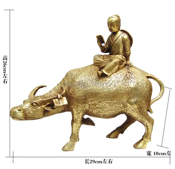 

Copper bull riding boy reading feng shui ornaments Lucky Hannaford home office furnishings accessories
