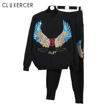 2019 Tracksuit For Women Two Piece Set Chandal Mujer Winter Suit For Women Fashion Beading Loose Casual Women Sports Suit